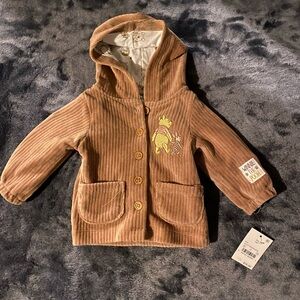 Winnie the Pooh Brown Corduroy Hooded Jacket with Embroidery
